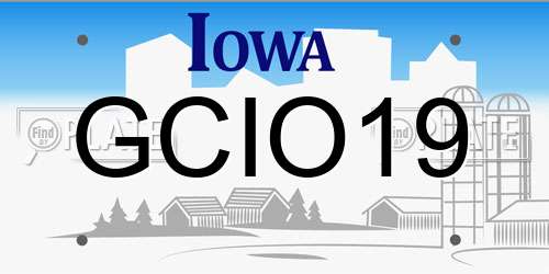 GCIO19 Iowa License Plate