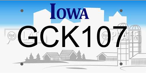 GCK107 Iowa License Plate