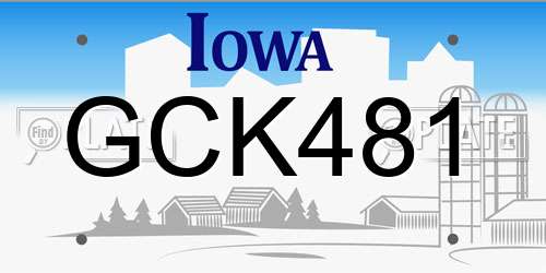 GCK481 Iowa License Plate