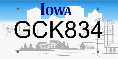 GCK834 Iowa License Plate