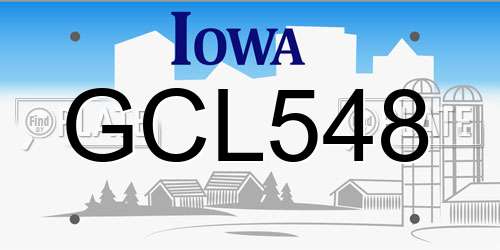 GCL548 Iowa License Plate