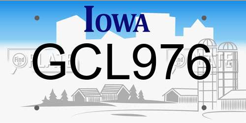 GCL976 Iowa License Plate