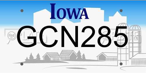GCN285 Iowa License Plate