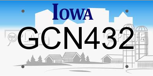 GCN432 Iowa License Plate