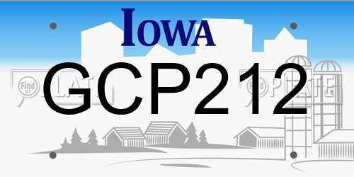 GCP212 Iowa License Plate