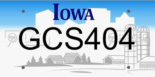 GCS404 Iowa License Plate