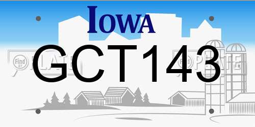 GCT143 Iowa License Plate