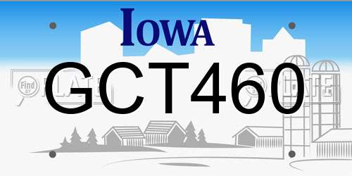 GCT460 Iowa License Plate