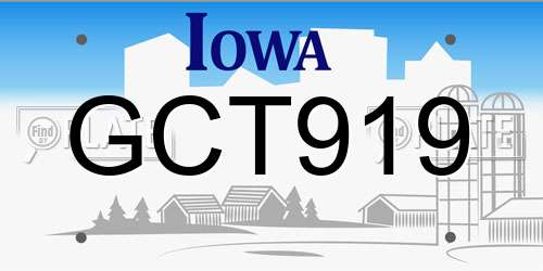 GCT919 Iowa License Plate