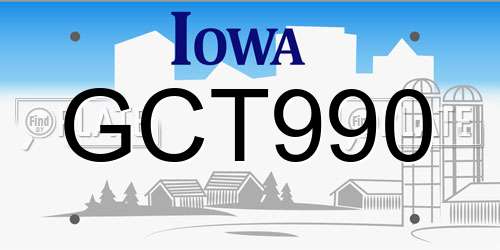 GCT990 Iowa License Plate