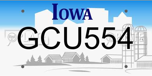 GCU554 Iowa License Plate