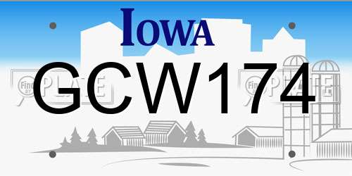GCW174 Iowa License Plate