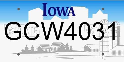 GCW4031 Iowa License Plate