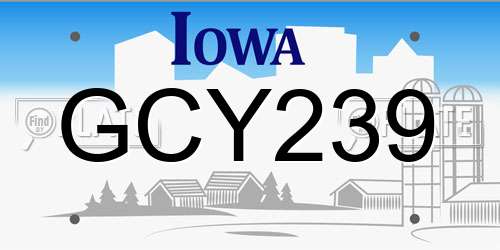 GCY239 Iowa License Plate