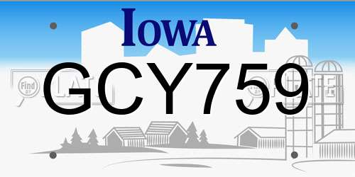 GCY759 Iowa License Plate