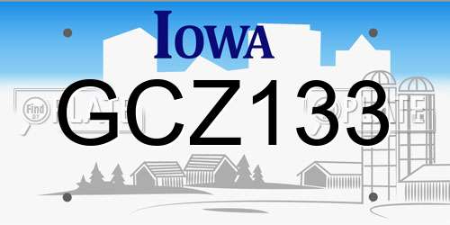 GCZ133 Iowa License Plate