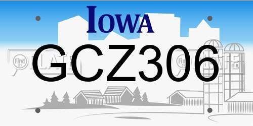 GCZ306 Iowa License Plate