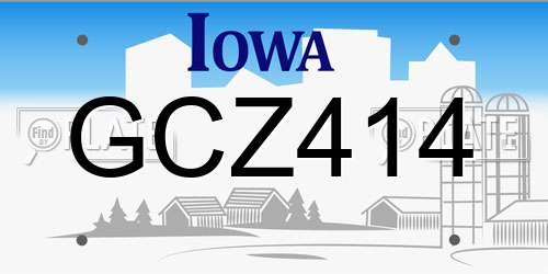 GCZ414 Iowa License Plate