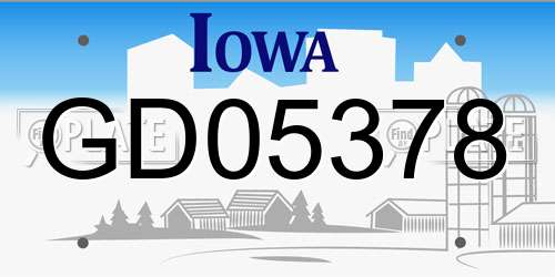 GD05378 Iowa License Plate