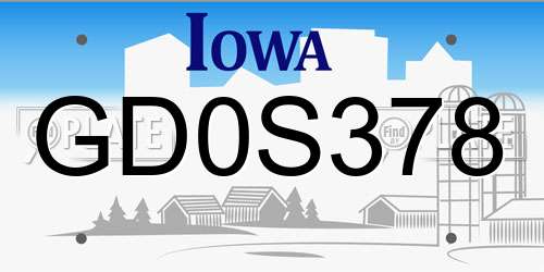 GD0S378 Iowa License Plate