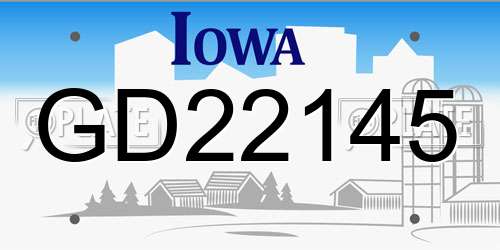 GD22145 Iowa License Plate