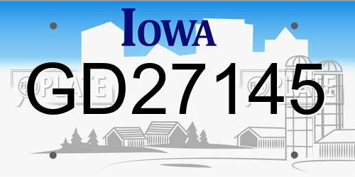 GD27145 Iowa License Plate