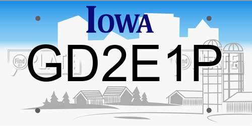 GD2E1P Iowa License Plate