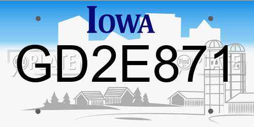 GD2E871 Iowa License Plate