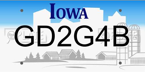 GD2G4B Iowa License Plate