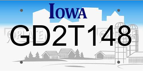 GD2T148 Iowa License Plate