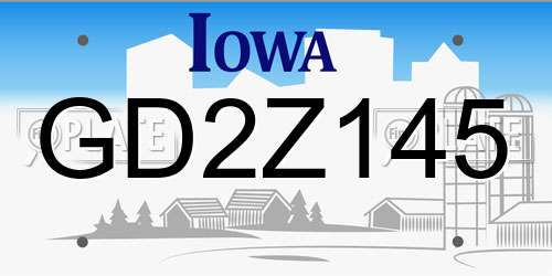 GD2Z145 Iowa License Plate