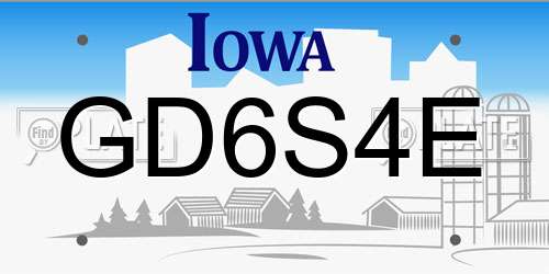 GD6S4E Iowa License Plate