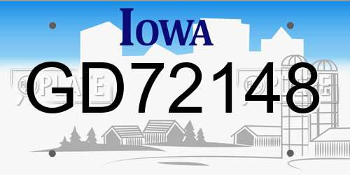GD72148 Iowa License Plate
