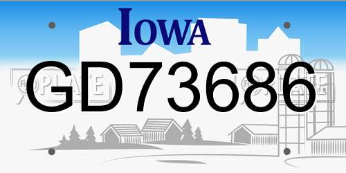 GD73686 Iowa License Plate
