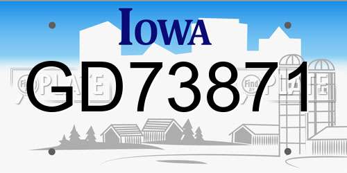 GD73871 Iowa License Plate