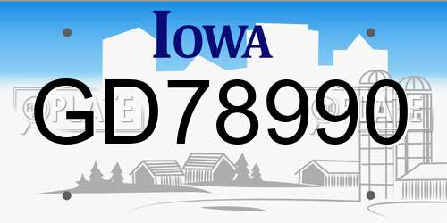 GD78990 Iowa License Plate