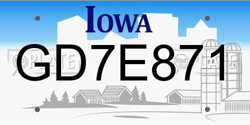 GD7E871 Iowa License Plate