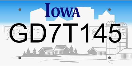 GD7T145 Iowa License Plate