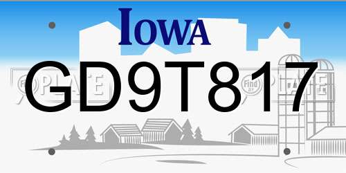 GD9T817 Iowa License Plate