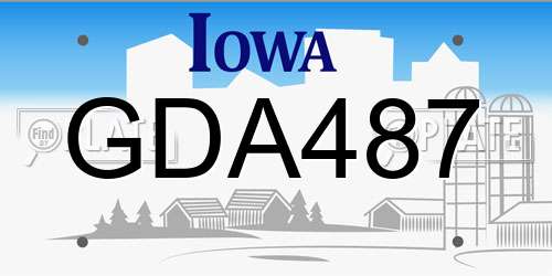 GDA487 Iowa License Plate