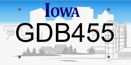 GDB455 Iowa License Plate