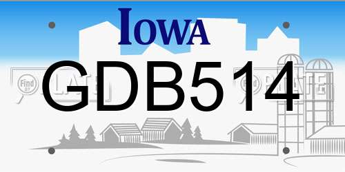 GDB514 Iowa License Plate