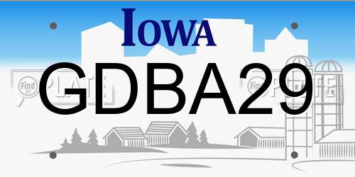 GDBA29 Iowa License Plate
