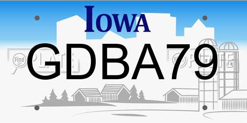 GDBA79 Iowa License Plate