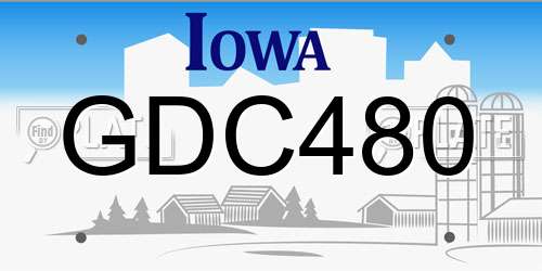 GDC480 Iowa License Plate