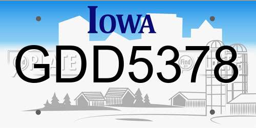GDD5378 Iowa License Plate