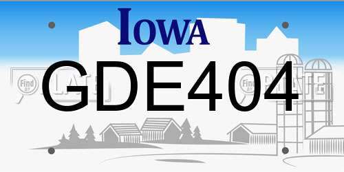 GDE404 Iowa License Plate