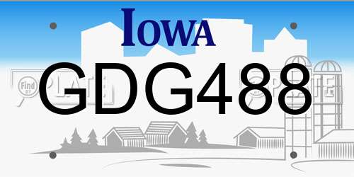 GDG488 Iowa License Plate