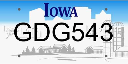 GDG543 Iowa License Plate