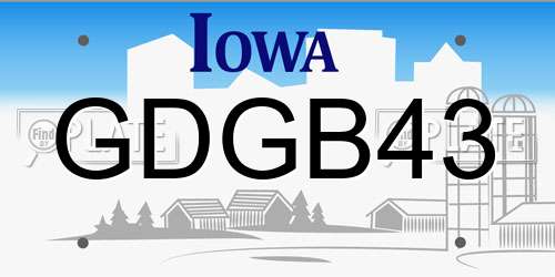 GDGB43 Iowa License Plate